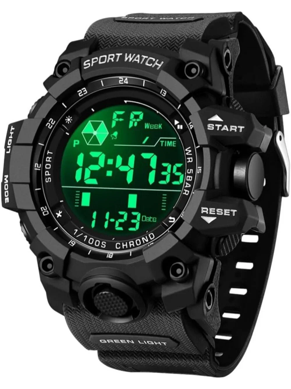 Mens All Black Analog Quartz Electronic Military Multifunction LED Digital Watch